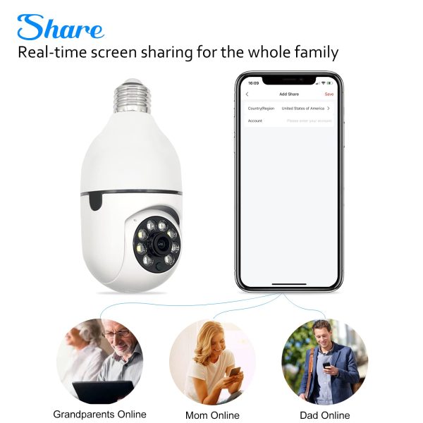 V360 1080P Light Bulb Camera 360 Degree Wireless Wifi Home Night Version Security IP Surveillance - Image 2
